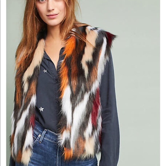 Anthropologie Sweaters - Anthropologie-Rosie Neira-Faux Fur Wool Vest
